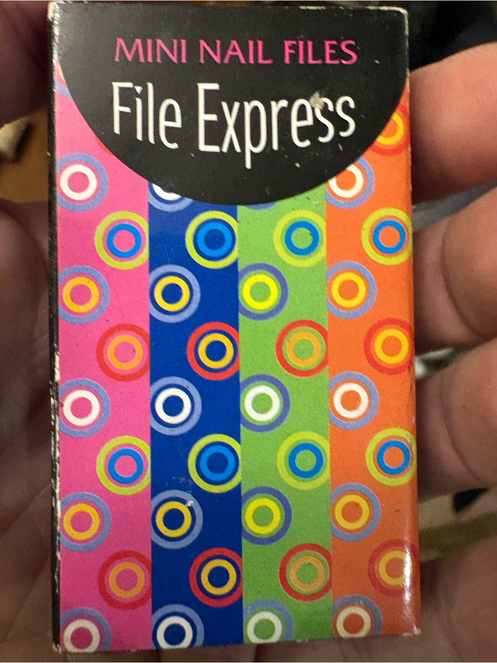 Express Mini Nail Files Pack — Pink Blue Green Orange Circle Stripes